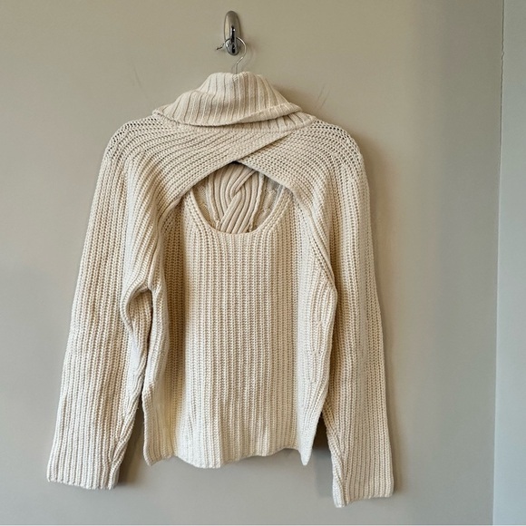 Jonathan Simkhai - Hadley Cable Open Back Wool Blend Pullover Cream/White - Picture 8 of 12